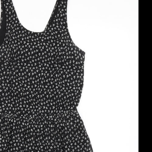 Divided by H&M Womens Black Geometric Polyester Tank Dress Size 8 Scoop Neck Pullover