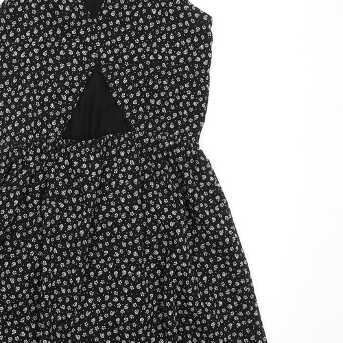 Divided by H&M Womens Black Geometric Polyester Tank Dress Size 8 Scoop Neck Pullover