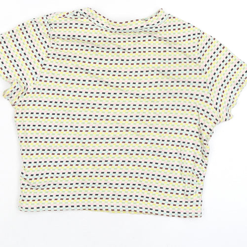 Cooperative Womens Multicoloured Geometric 100% Cotton Basic T-Shirt Size XS Round Neck