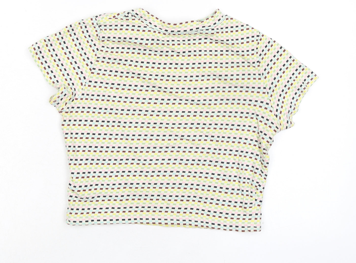 Cooperative Womens Multicoloured Geometric 100% Cotton Basic T-Shirt Size XS Round Neck