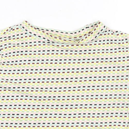 Cooperative Womens Multicoloured Geometric 100% Cotton Basic T-Shirt Size XS Round Neck