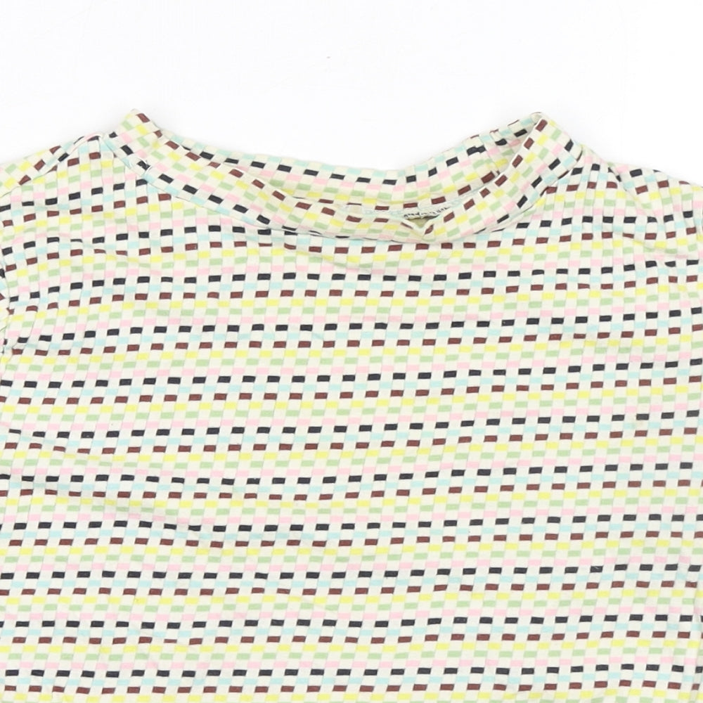 Cooperative Womens Multicoloured Geometric 100% Cotton Basic T-Shirt Size XS Round Neck