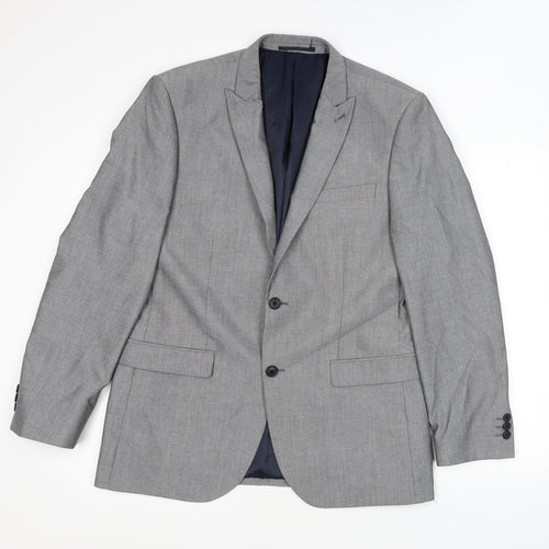 NEXT Mens Grey Polyester Jacket Suit Jacket Size 40 Regular