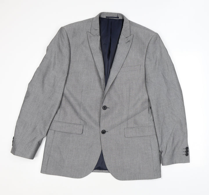 NEXT Mens Grey Polyester Jacket Suit Jacket Size 40 Regular