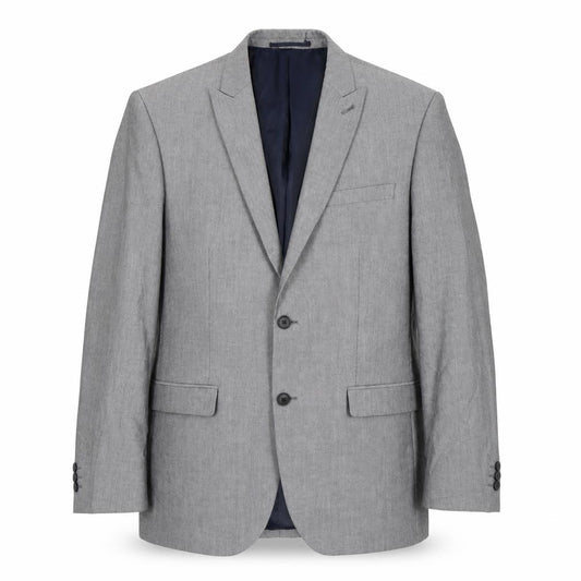 Front view of Next men’s grey polyester jacket suit jacket, size 40, regular