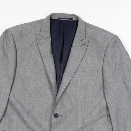 NEXT Mens Grey Polyester Jacket Suit Jacket Size 40 Regular