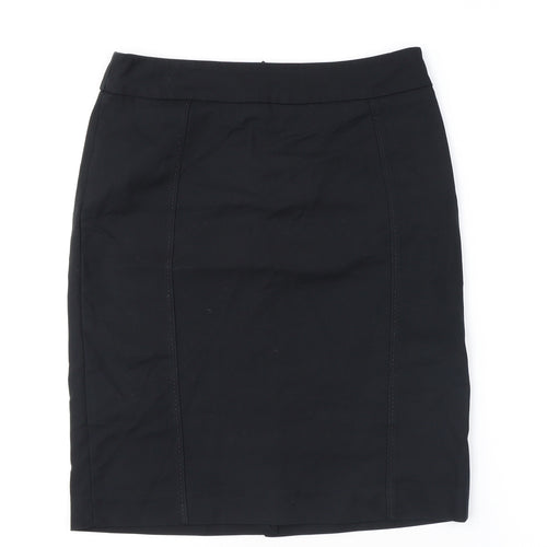 Mango Womens Black Cotton Straight & Pencil Skirt Size 12 Zip