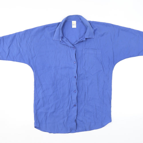 Etam Womens Blue Polyester Basic Button-Up Size 10 Collared
