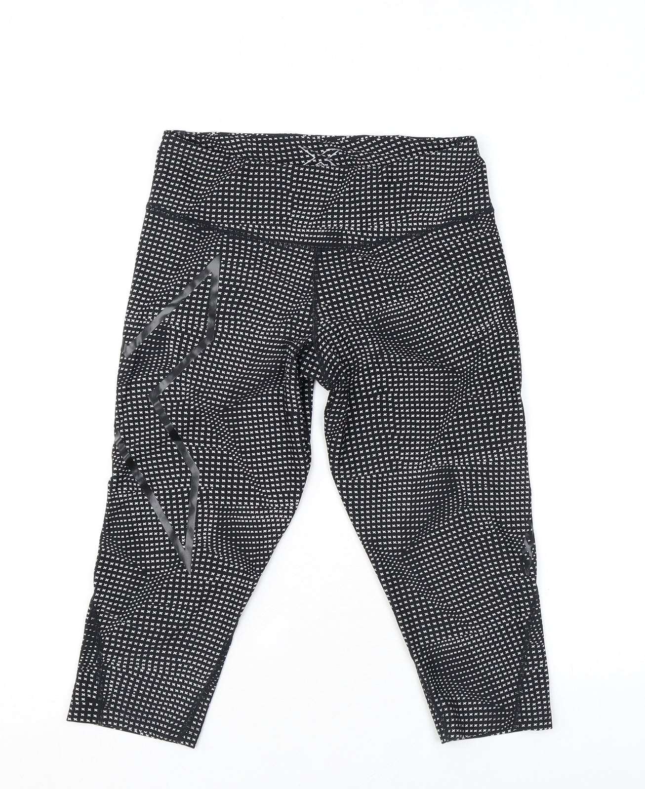 2XU Womens Black Geometric Polyester Pedal Pusher Leggings Size M L16 in Regular Pullover - Graphic Detaling