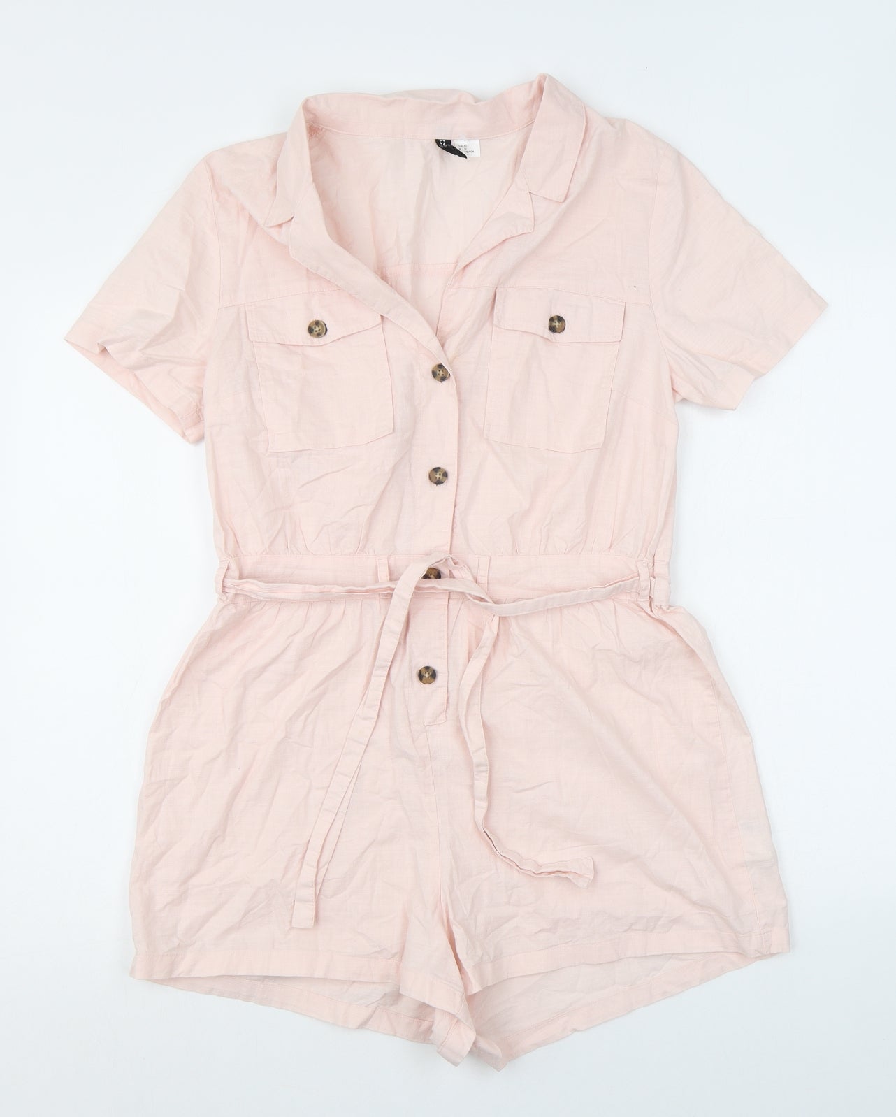 Divided by H&M Womens Pink Cotton Playsuit One-Piece Size 10 L3 in Button
