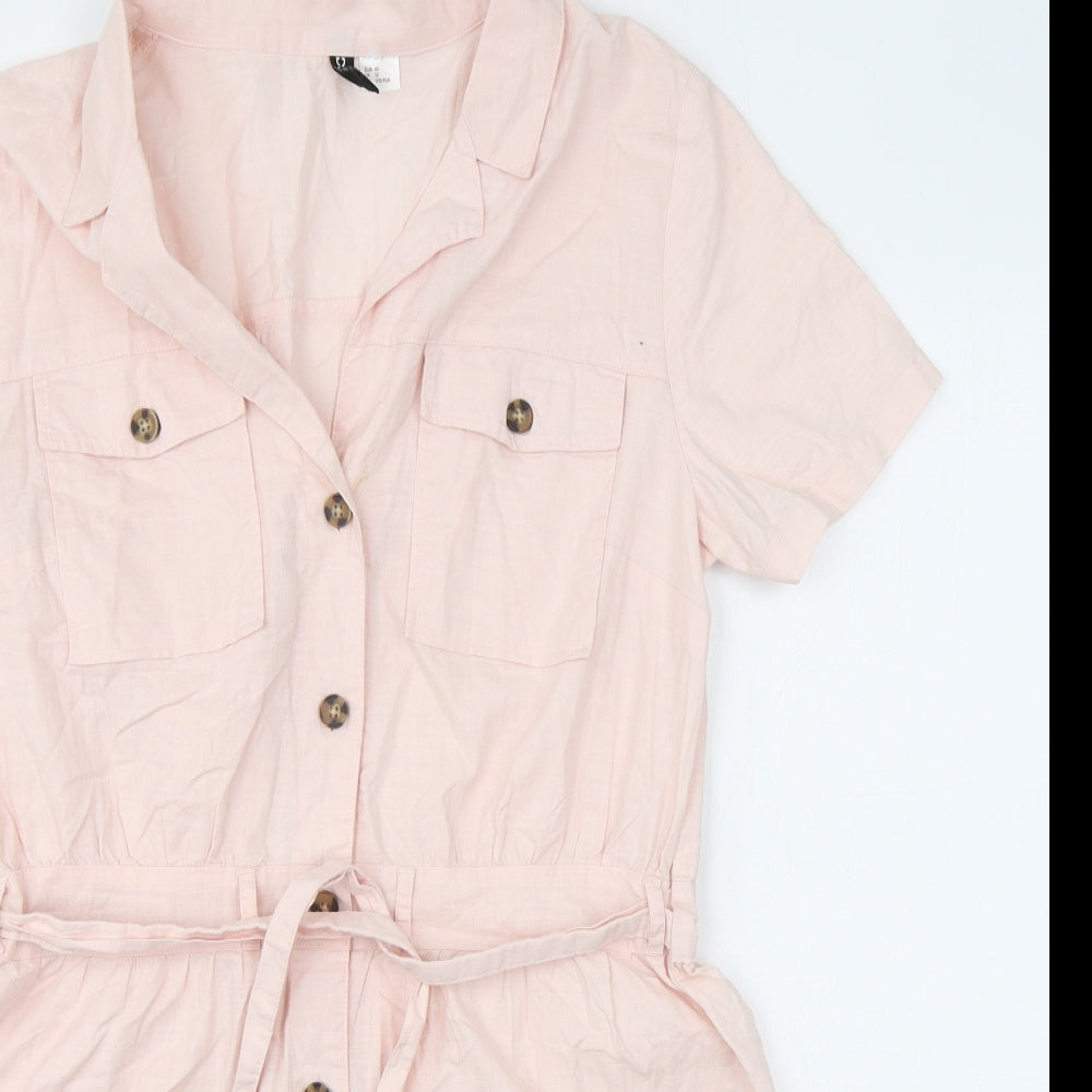 Divided by H&M Womens Pink Cotton Playsuit One-Piece Size 10 L3 in Button