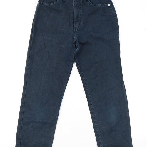 Marks and Spencer Womens Blue Cotton Straight Jeans Size 8 L25 in Regular Zip