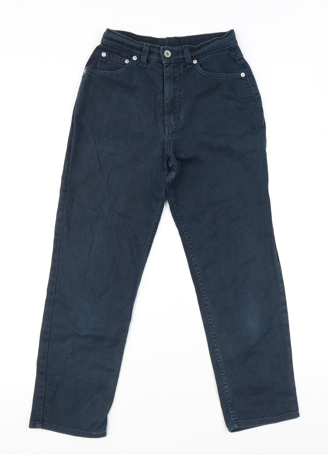Marks and Spencer Womens Blue Cotton Straight Jeans Size 8 L25 in Regular Zip