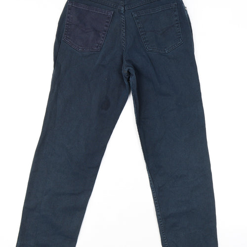 Marks and Spencer Womens Blue Cotton Straight Jeans Size 8 L25 in Regular Zip