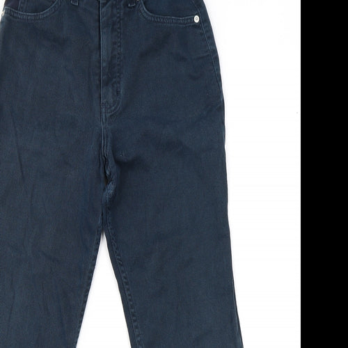 Marks and Spencer Womens Blue Cotton Straight Jeans Size 8 L25 in Regular Zip