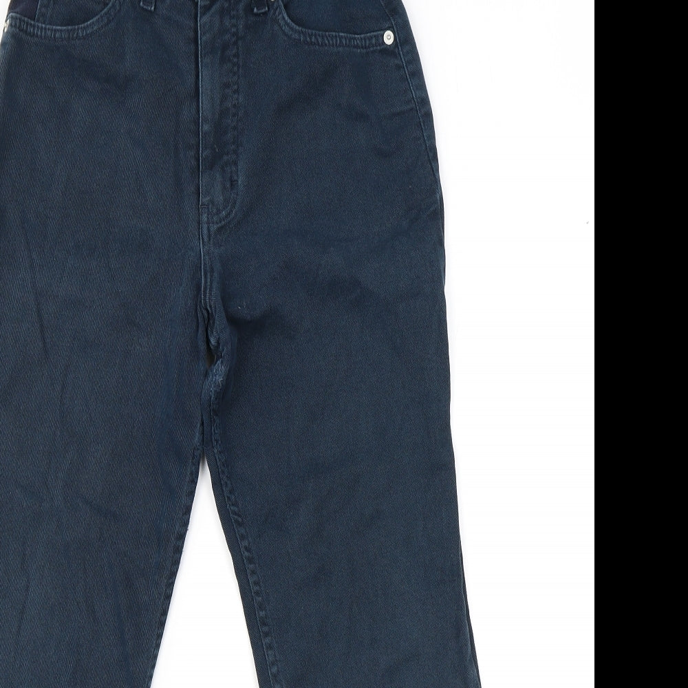 Marks and Spencer Womens Blue Cotton Straight Jeans Size 8 L25 in Regular Zip