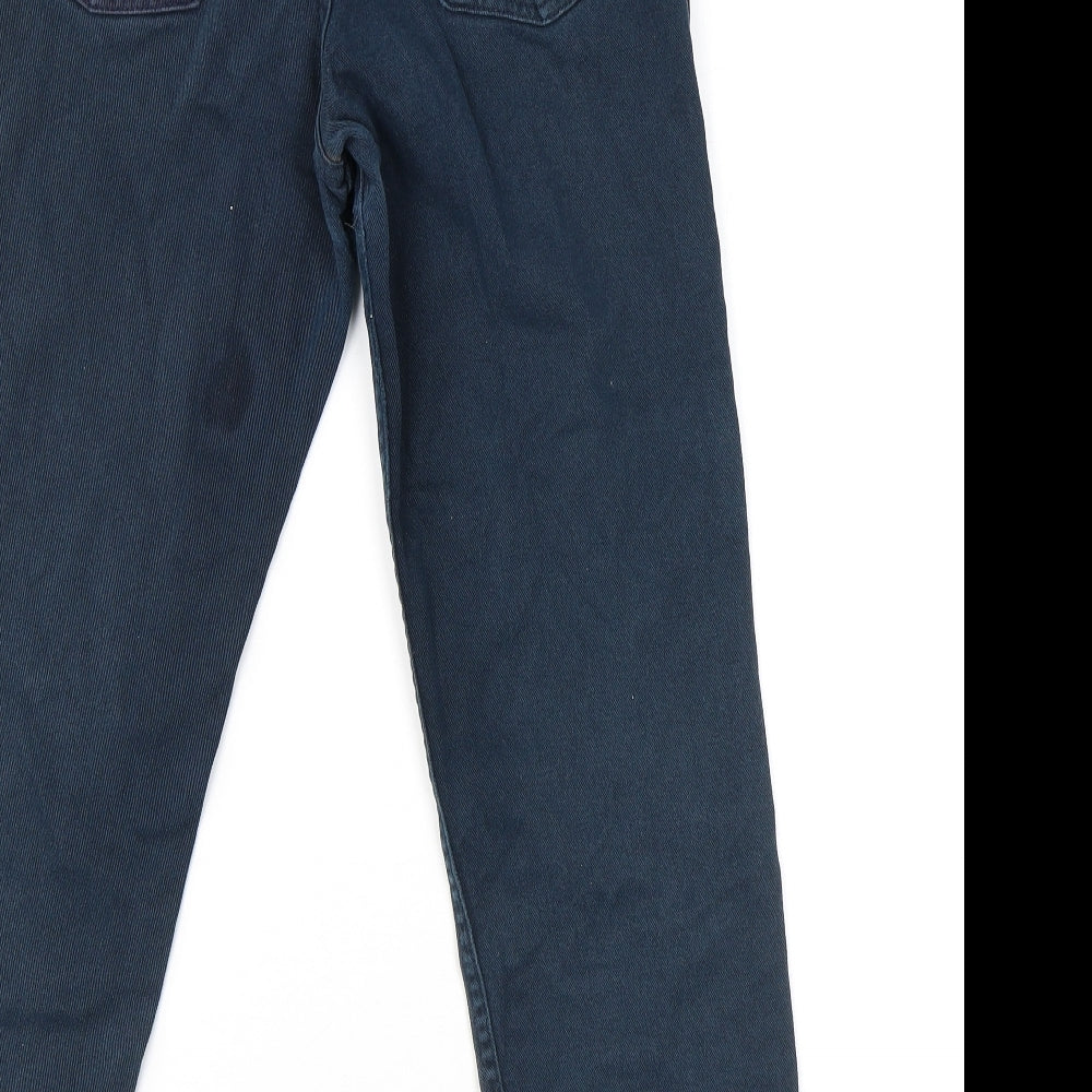 Marks and Spencer Womens Blue Cotton Straight Jeans Size 8 L25 in Regular Zip