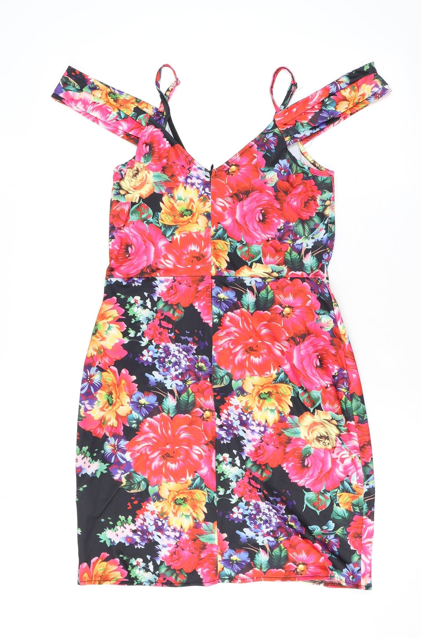Parisian Womens Multicoloured Floral Polyester Mini Size 12 V-Neck Zip
