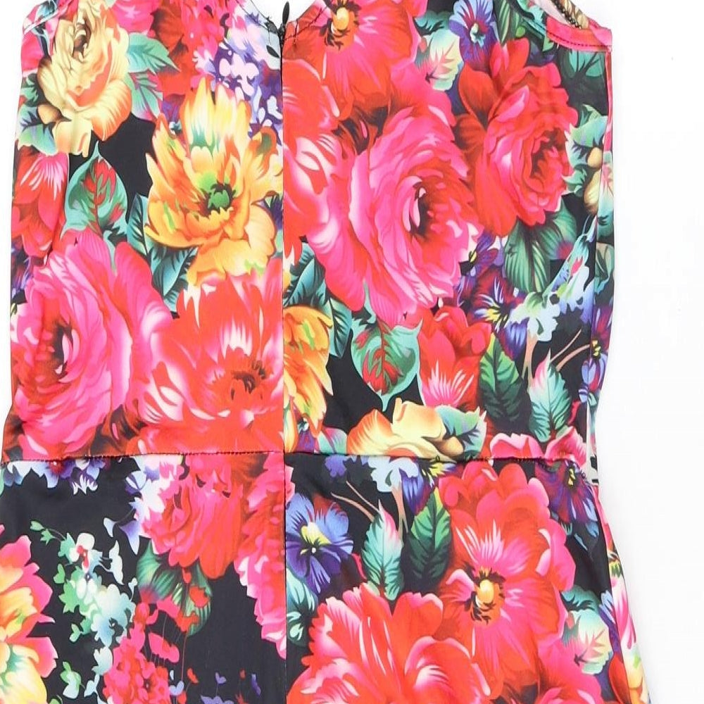 Parisian Womens Multicoloured Floral Polyester Mini Size 12 V-Neck Zip