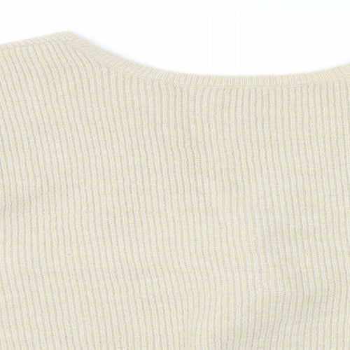 JustFab Womens Beige Round Neck Acrylic Pullover Jumper Size L