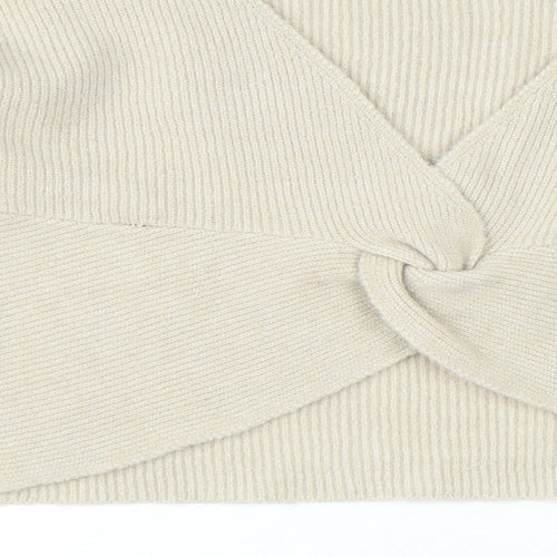 JustFab Womens Beige Round Neck Acrylic Pullover Jumper Size L