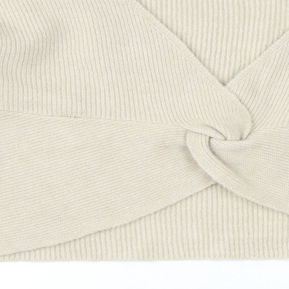 JustFab Womens Beige Round Neck Acrylic Pullover Jumper Size L