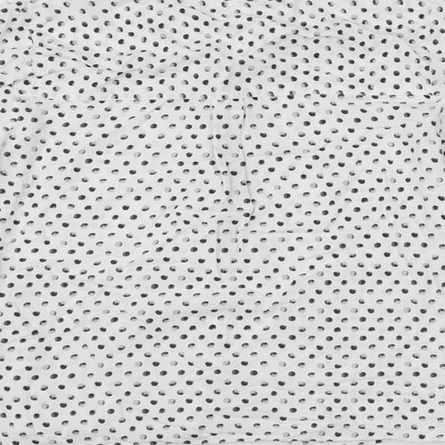 Marks and Spencer Womens White Polka Dot Viscose Basic Button-Up Size 10 Round Neck