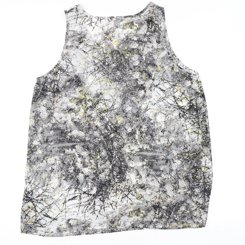 NEXT Womens Grey Geometric Polyester Basic Tank Size 18 Round Neck