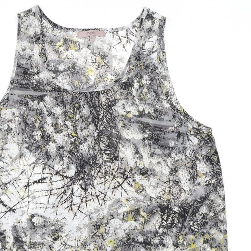 NEXT Womens Grey Geometric Polyester Basic Tank Size 18 Round Neck
