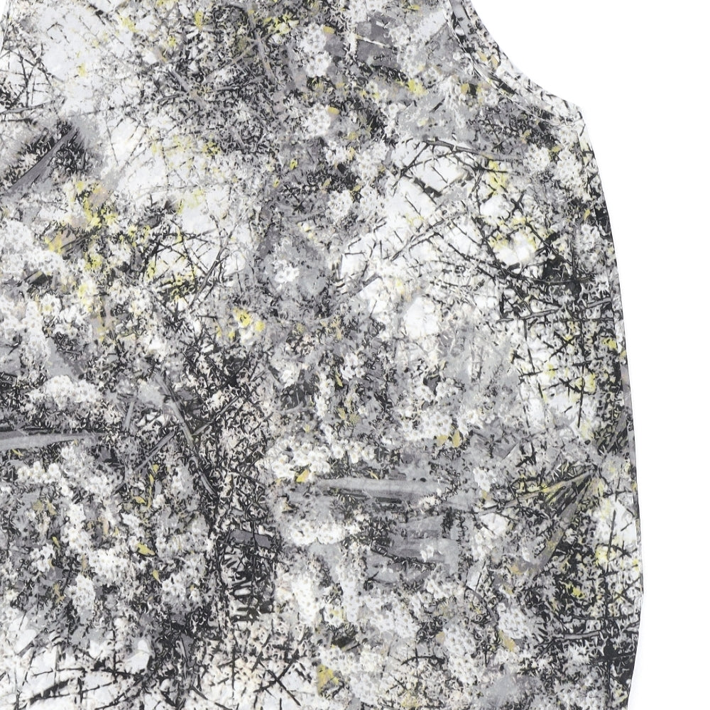 NEXT Womens Grey Geometric Polyester Basic Tank Size 18 Round Neck