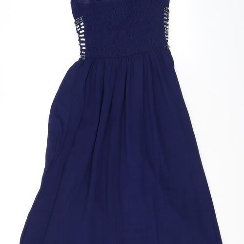 Quiz Womens Blue Polyester Maxi Size 8 Round Neck Pullover - Embellished