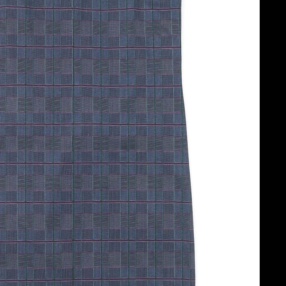 NEXT Womens Blue Plaid Polyester Pinafore/Dungaree Dress Size 14 V-Neck Pullover