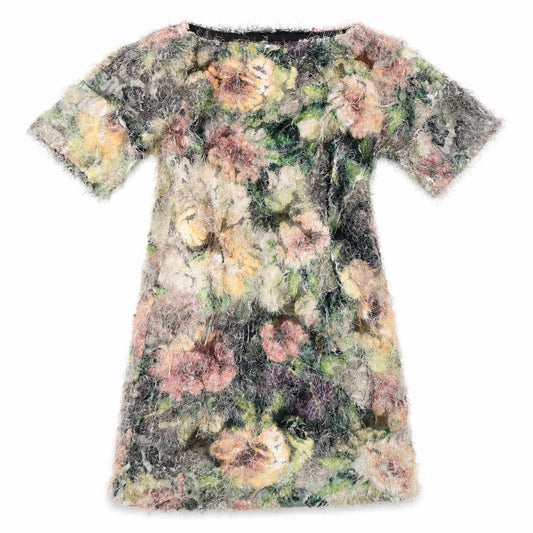 Front view of Dori Premiere women’s multicoloured floral polyester mini, size L, boat neck pullover