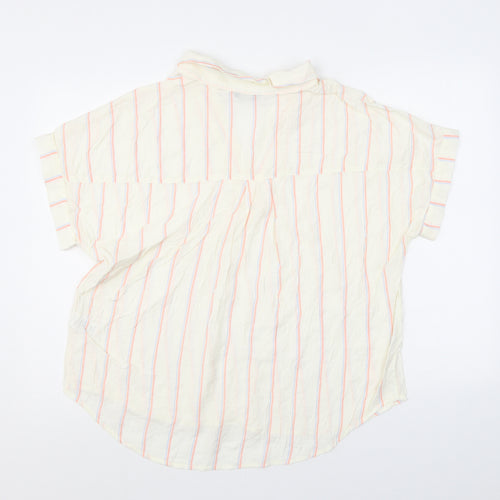 et vous Womens White Striped Viscose Basic Blouse Size 14 V-Neck