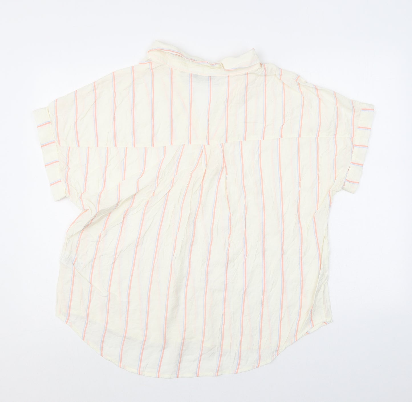 et vous Womens White Striped Viscose Basic Blouse Size 14 V-Neck