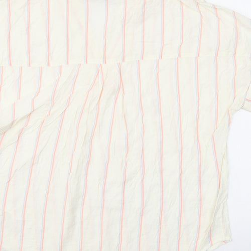 et vous Womens White Striped Viscose Basic Blouse Size 14 V-Neck
