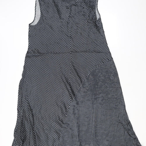 Marks and Spencer Womens Black Polka Dot Viscose A-Line Size 22 Round Neck Button