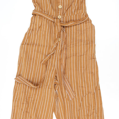 New Look Womens Brown Striped Viscose Jumpsuit One-Piece Size 12 L22 in Button