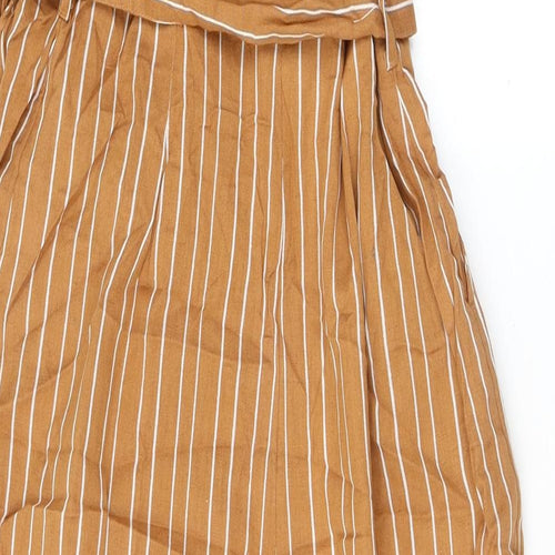New Look Womens Brown Striped Viscose Jumpsuit One-Piece Size 12 L22 in Button