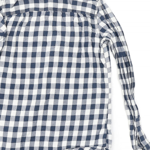 New Look Womens Blue Check Viscose Basic Button-Up Size 6 Collared
