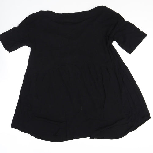 Missguided Womens Black Polyester Basic Button-Up Size 14 Scoop Neck