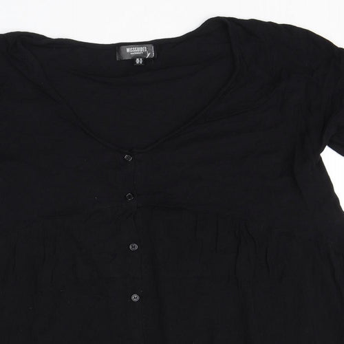 Missguided Womens Black Polyester Basic Button-Up Size 14 Scoop Neck