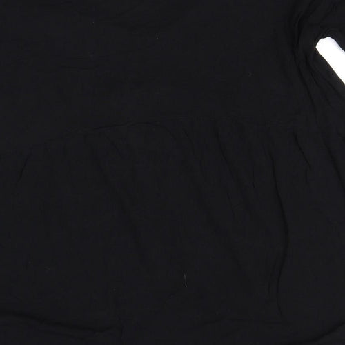 Missguided Womens Black Polyester Basic Button-Up Size 14 Scoop Neck