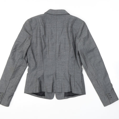H&M Womens Grey Geometric Polyester Jacket Suit Jacket Size 10