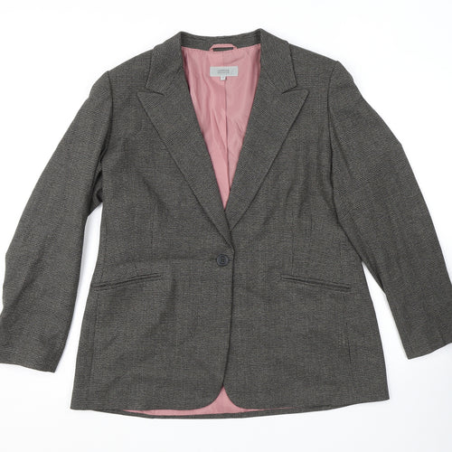 Marks and Spencer Womens Brown Plaid Polyester Jacket Suit Jacket Size 18