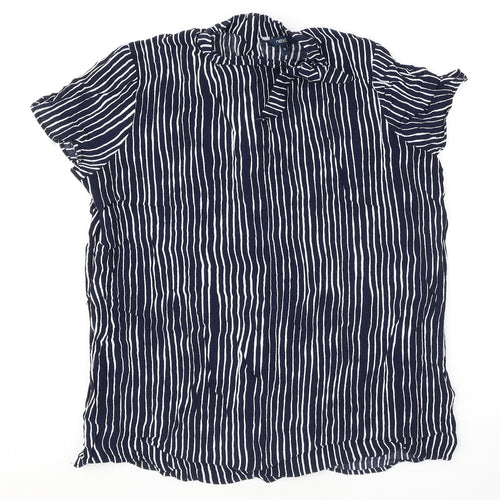 NEXT Womens Blue Striped Viscose Basic Blouse Size 12 Round Neck