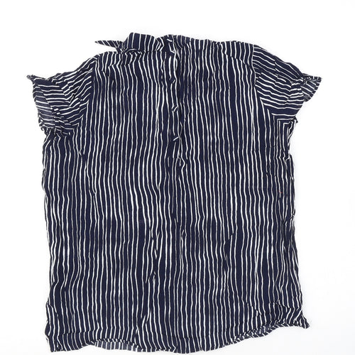 NEXT Womens Blue Striped Viscose Basic Blouse Size 12 Round Neck