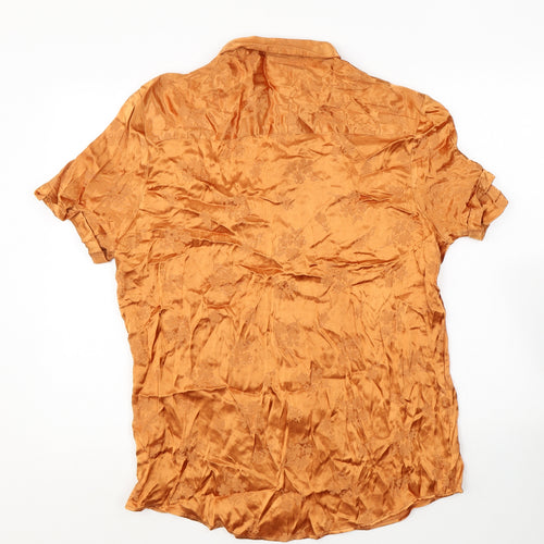 ASOS Mens Orange Viscose Button-Up Size L Collared Button