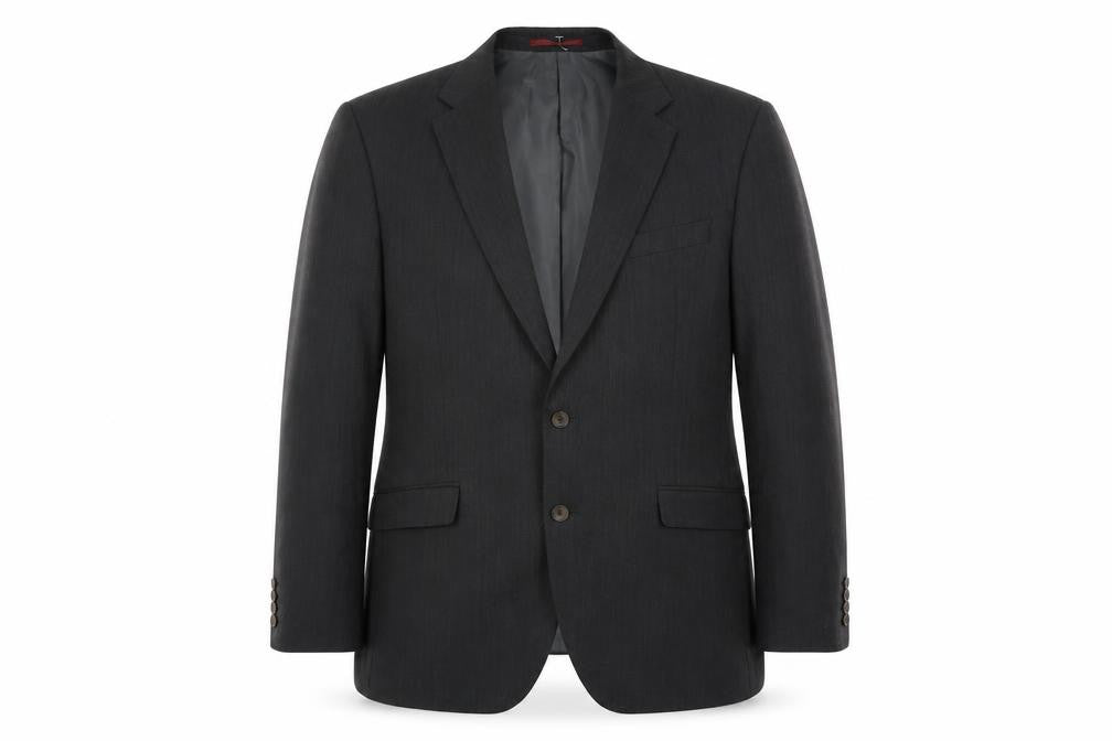 Front view of Marks & Spencer men’s grey wool jacket suit jacket, size 42, regular