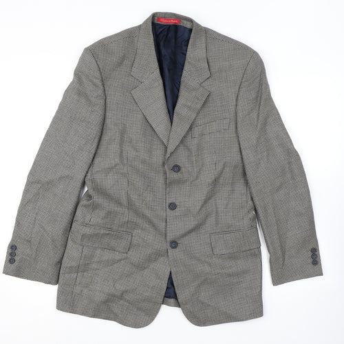 Debenham & Freebody Mens Brown Check Wool Jacket Blazer Size 38 Regular